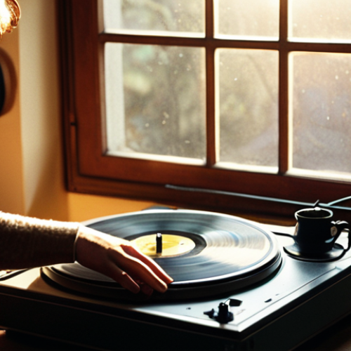 **Prompt 1: The Sensory Embrace of Analog Sound**
    A person, lost in contemplation, gently places a record on a vintage turntable in a warmly lit, cozy room. Soft sunlight filters through a window, highlighting the subtle dust motes dancing in the air, creating a nostalgic atmosphere. A steaming cup of tea rests nearby. The image should convey the unique "warmth" and "texture" of analog sound, emphasizing a sense of slow living, ritual, and deep immersion in the music. The color palette is rich and inviting, with a shallow depth of field focusing on the turntable and the listener's serene expression.