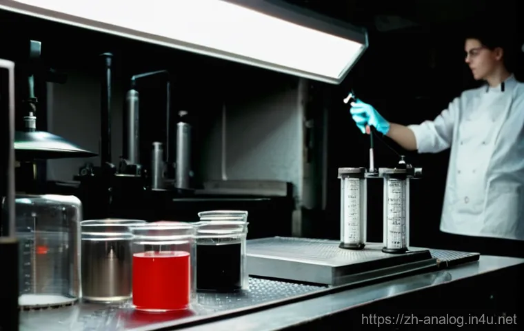 아날로그 카메라 필름 현상 - **Prompt 1: The Darkroom Alchemist**
    A focused young adult, wearing a clean, dark apron and prot...