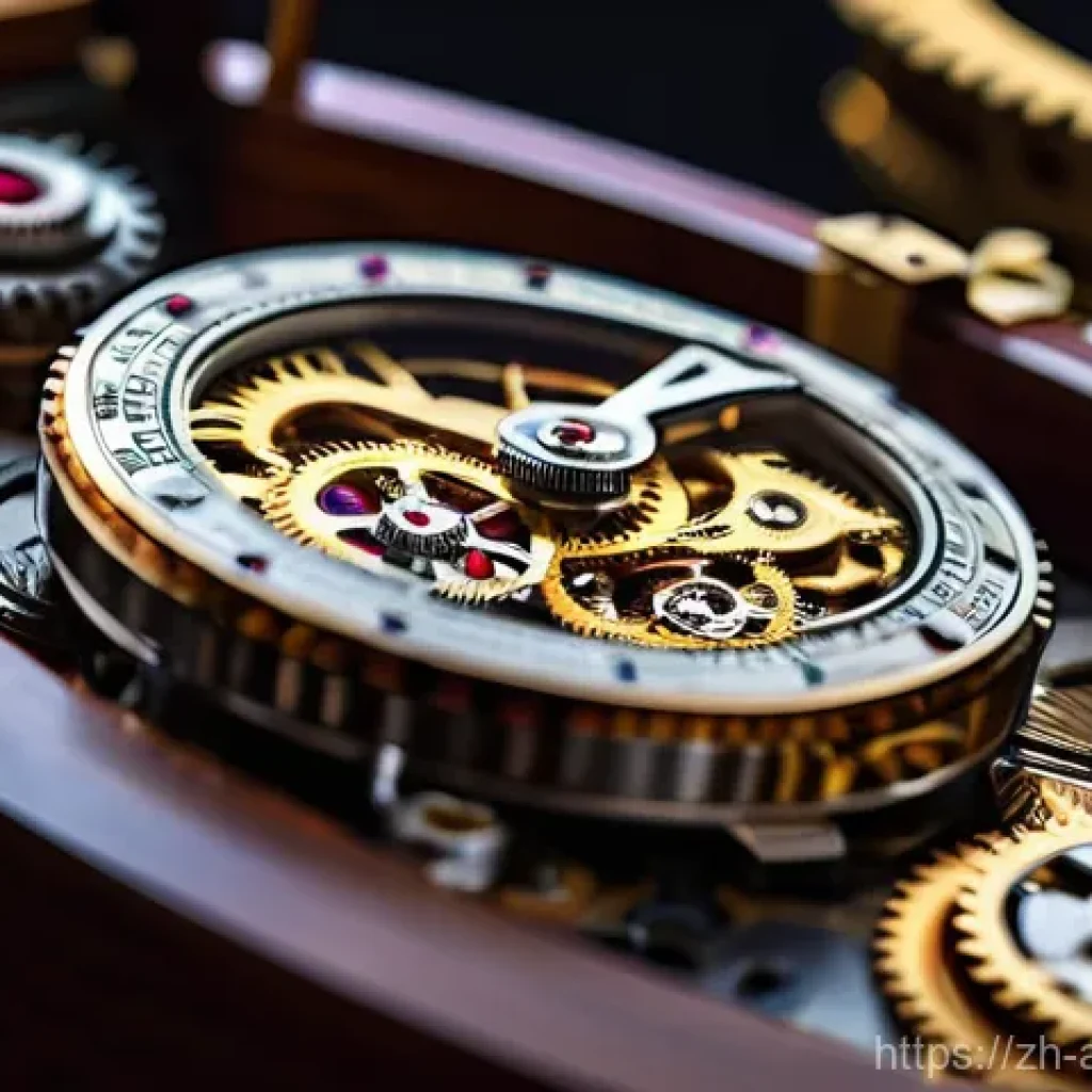 시계 메이커와 아날로그 시계 - **Prompt 1: "A close-up, highly detailed macro photograph of an open-worked mechanical watch movemen...