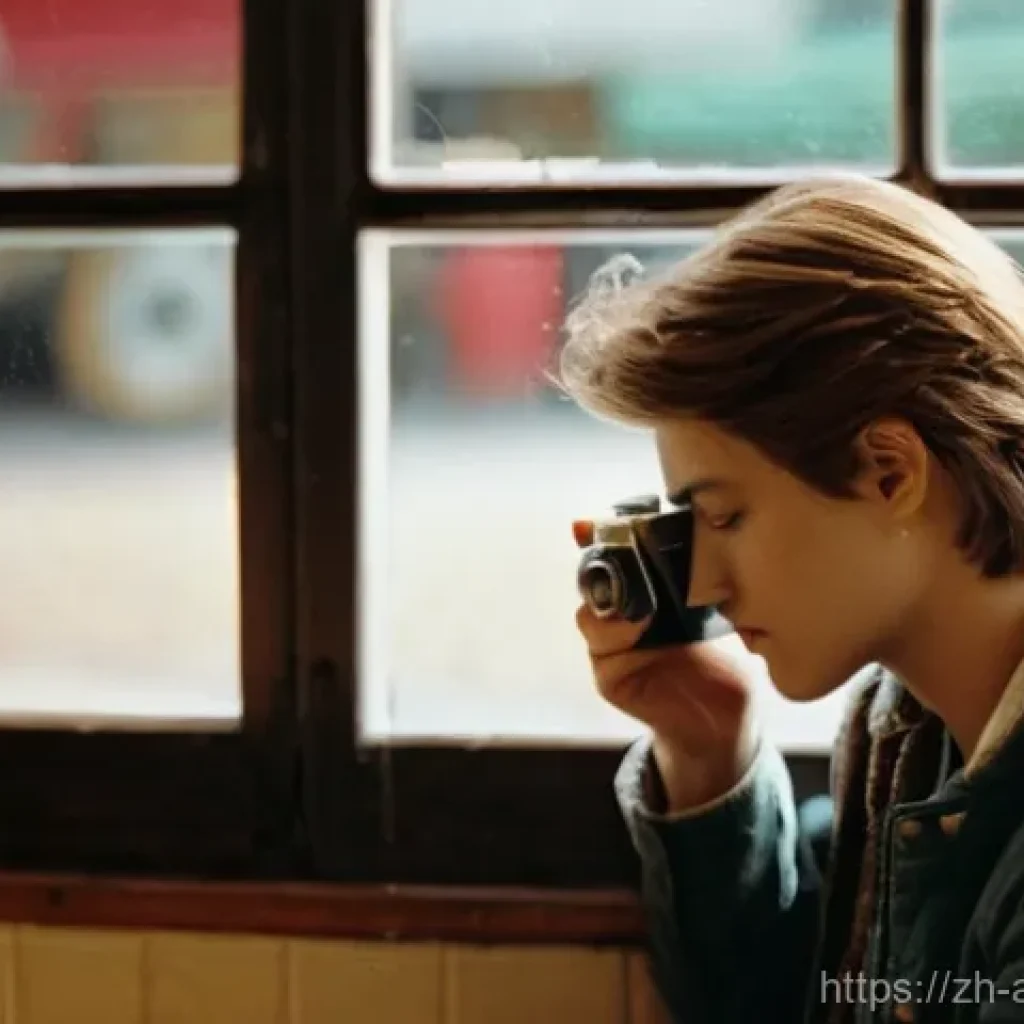 35mm 필름 카메라 - **Film Revival / Nostalgia:**
    "A candid, atmospheric photograph of a young adult, wearing a comf...