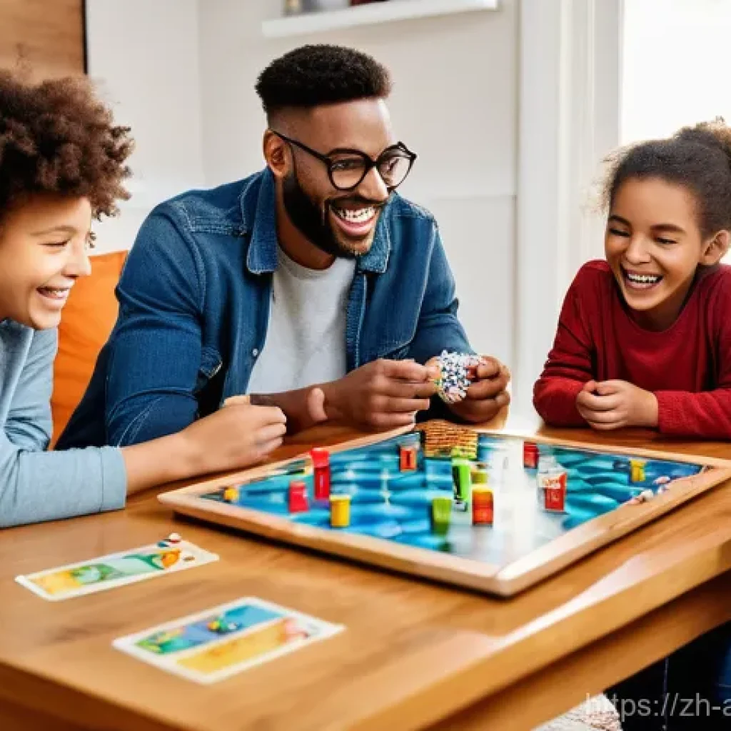 아날로그 게임 추천 - "A diverse group of friends and family, ranging from young adults to older children (ages 8-12), are...