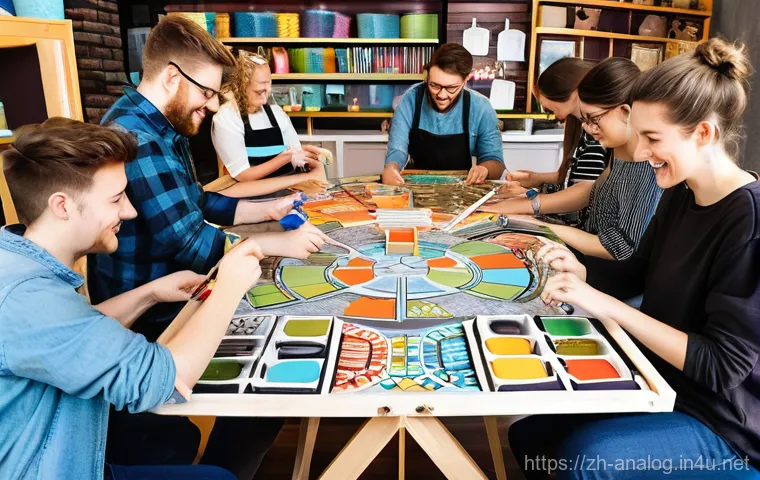 아날로그 게임 추천 - "A heartwarming scene depicting a family of four – a mother, father, and two young children (approxi...