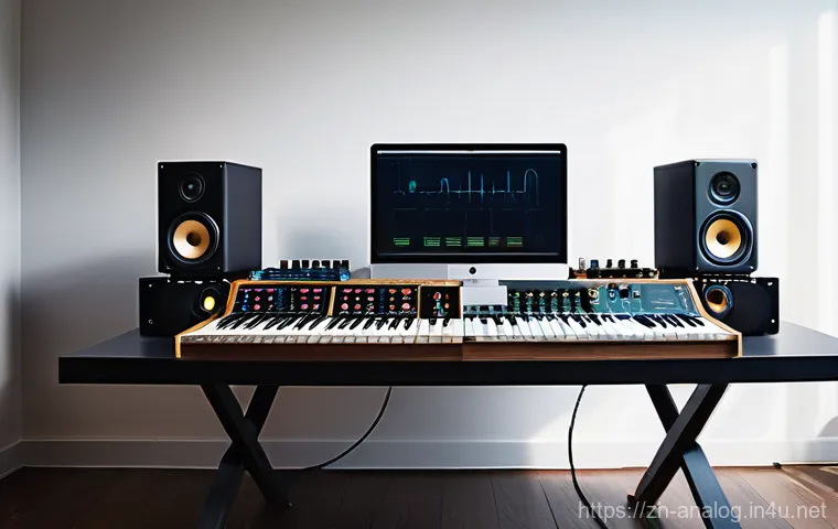 아날로그 레코딩 믹싱 - **Prompt:** A close-up, highly detailed shot focusing on a pair of hands (gender-neutral, with neatl...