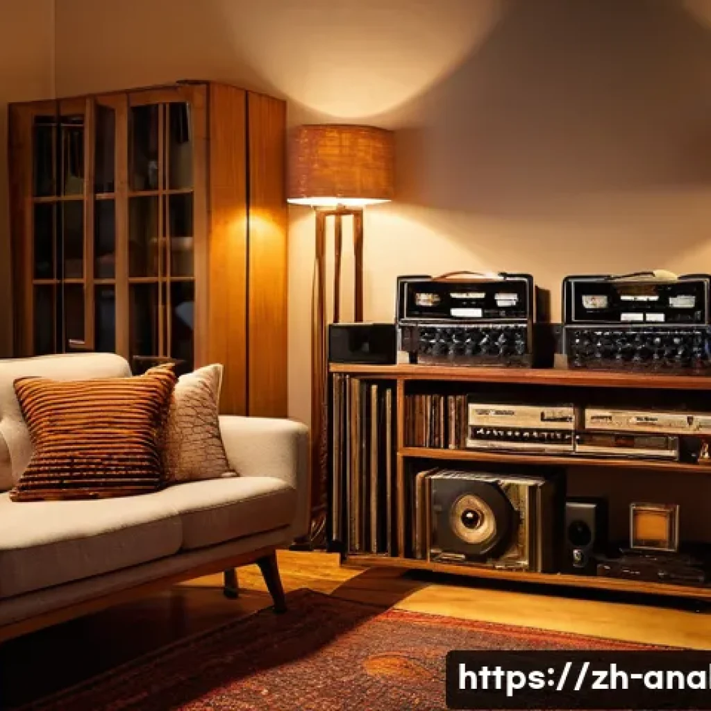 아날로그 레코딩 스튜디오 - **Prompt:** A cozy and warmly lit listening room with a young adult (male, 20s), dressed in casual b...