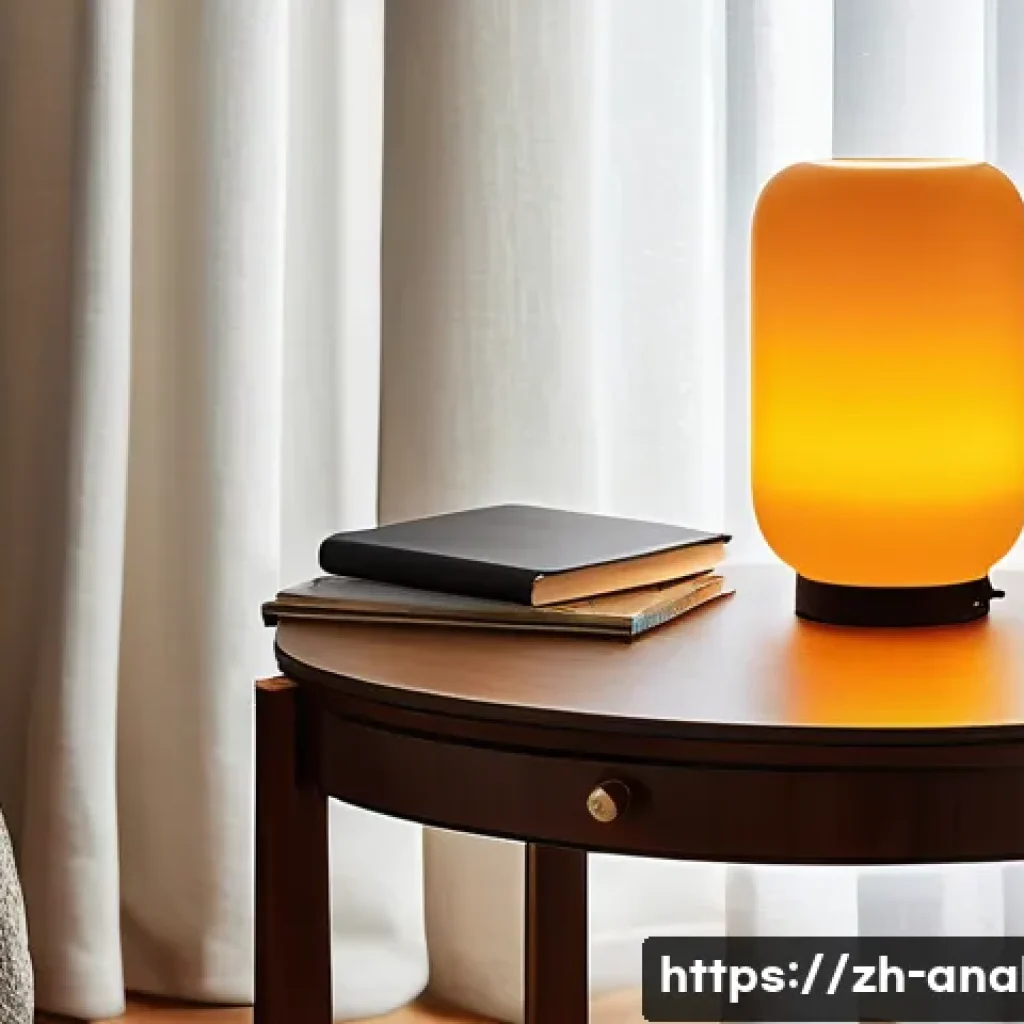 디지털과 아날로그의 융합 - A modern smart home interior scene featuring a sleek smart desk lamp with smooth, warm lighting cont...