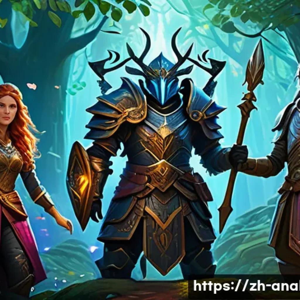 아날로그 카드 게임 - A vibrant fantasy-themed role-playing card game scene featuring a diverse group of characters in det...