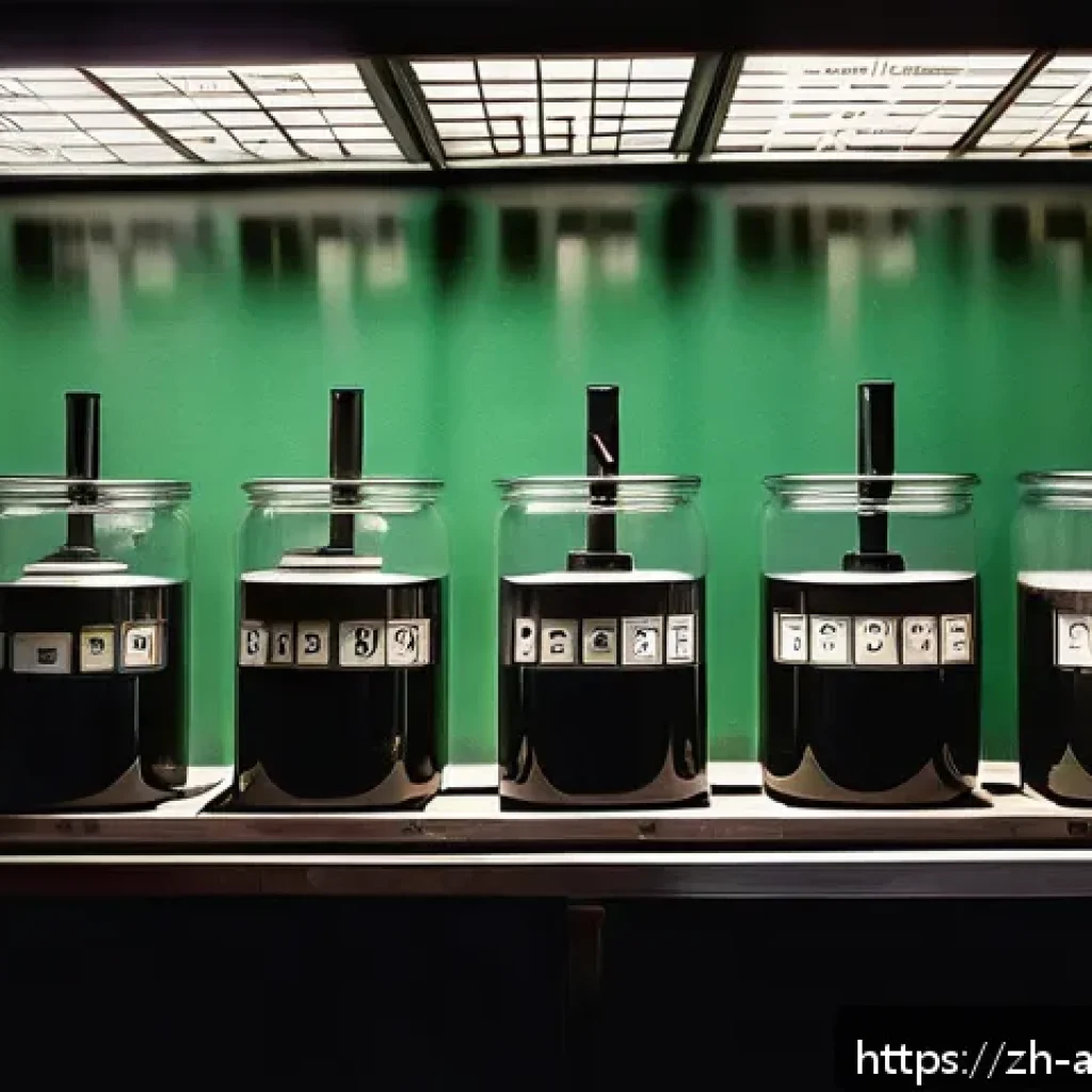 필름 현상 및 인화 - A detailed close-up of a traditional manual film developing tank setup in a dimly lit darkroom envir...