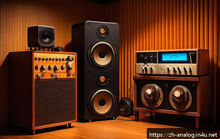 빈티지 아날로그 레코딩 - A cozy vintage recording studio scene featuring a classic TEAC reel-to-reel tape recorder with glowi...